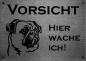 Preview: Edelstahl Warnschild Mops VORSICHT Hier wache ich!